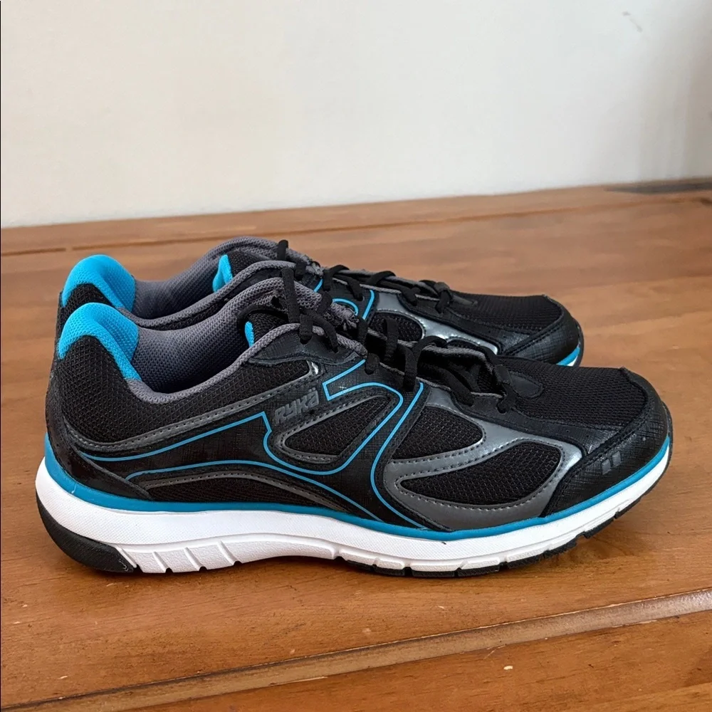 Ryka New Prevail Walking Running Women's Black and Teal Athletic Shoes Size 8.5